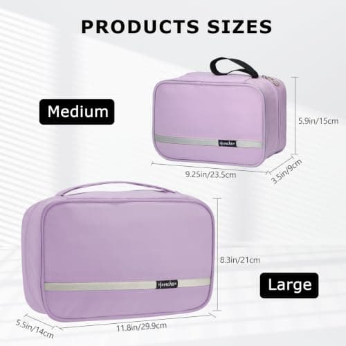 Homchen Hanging Travel Toiletry Bag, Waterproof Folding Portable Cosmetic Wash Bag for Men and Women (M, Light Purple) — view 5