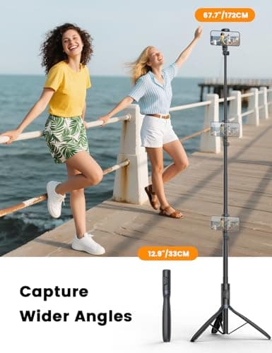 ANXRE 67.7" Phone Tripod with Fill Light ＆ Remote, NT99 Selfie Stick Stand — view 3