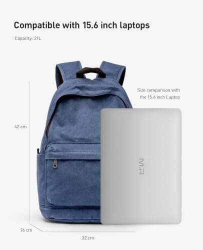 Muzee Canvas School Backpack with 15.6 inch Laptop for Men Women, Lightweight Anti-Theft Travel Daypack College Student Backpack Mit USB Charging Port — view 2