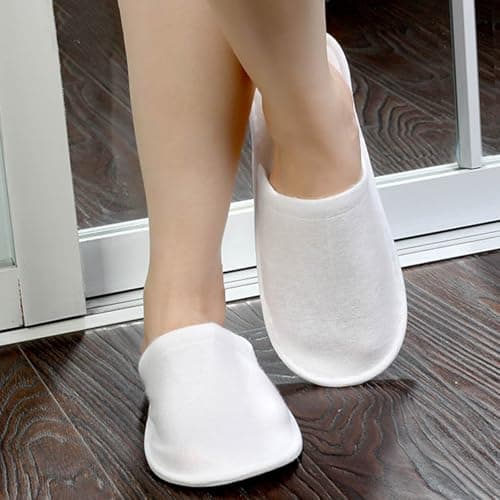 kuou Disposable Spa Slippers 6 Pairs Hotel Guest Slippers White Close Toes — view 3