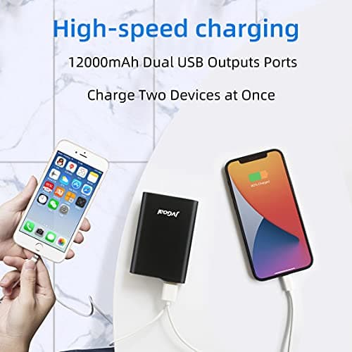 JVGoal Small Power Banks 12000mAh Portable Charger Mini External Battery Pack with LCD Digital Display 2 USB Ports Phone Charger for iPhone, Smartphone, Huawei, Samsung Galaxy Heated Vests and More — view 4