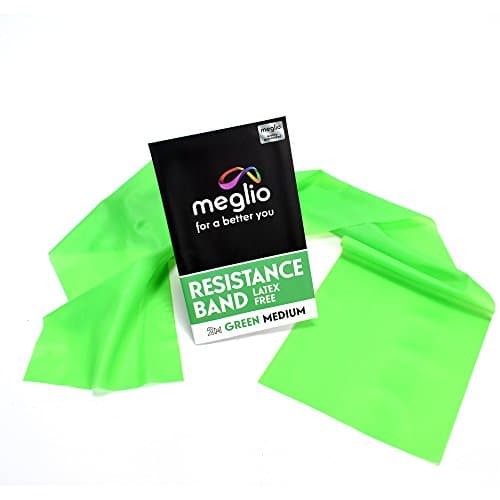 Meglio Resistance Band, 2m, Green, Latex Free, With Exercise Guide