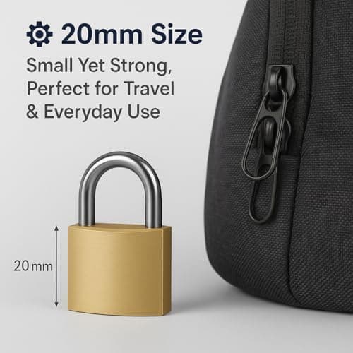 ZINNIAUK 6 x 20mm Brass Padlocks with Keys – Durable Solid Brass Body Mini Padlocks for Lockers, Bags, Luggage, Tool Boxes, Cabinets, Cupboards, Jewellery Boxes & Travel – Small Security Padlock Set — view 3