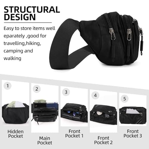 Meng Jiaran Bum Bag for Men Women Black Fanny Pack Running Belt — view 3