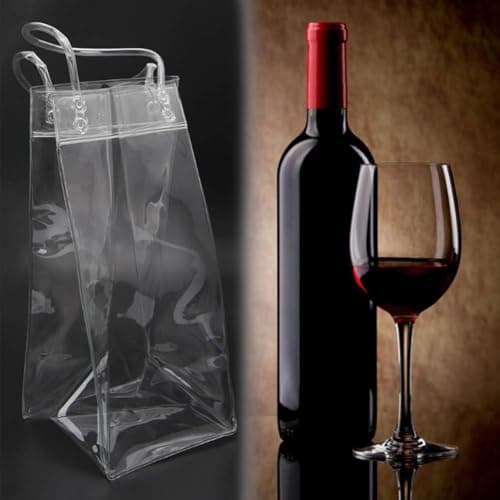 6 Pack Ice Bag Wine Cooler for Champagne Beer Red Wine Bottle Leakproof Wine Chiller Portable Clear PVC Wine Cold Bag with Carry Handle, Gel Carrier for Party Outdoor — view 2