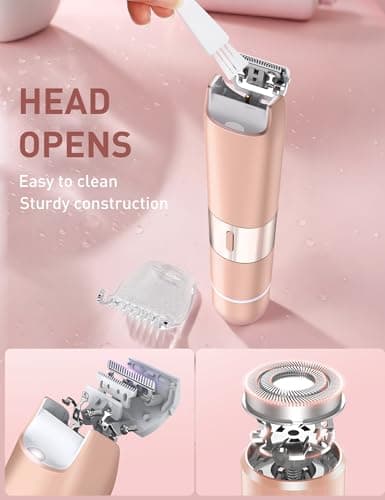 Bikini Trimmer Women 2-in-1 Facial Hair Remover for Women,USB Razors Woman,Dual Head Shaver Women with Light for Intimate,Lady Shavers for Woman Pubic Hair for Lip Underarm Body,Travel Lock,Salt Pink — view 6