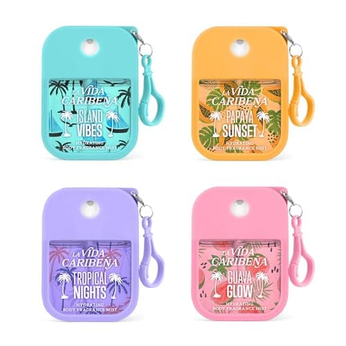 La Vida Caribeña Hydrating Body Mist 4-Pack, 4x35ml Travel Sprays with Clip