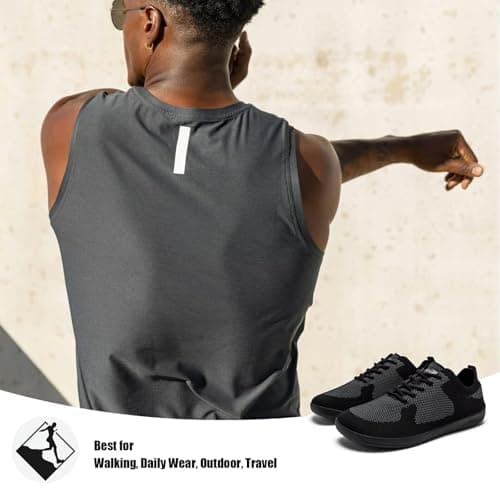 HOBIBEAR Women Barefoot Shoes Men Wide Toe Box Trail Running Mesh Trainers Breathable Comfortable Zero Drop Sole Minimalist for Outdoor Casual Daily Gym Travel Training Walking All Black 6.5 — view 6