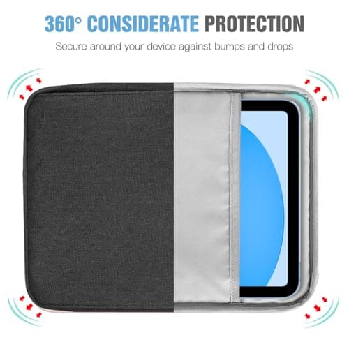 TiMOVO 9-11" Tablet Sleeve Bag Carrying Case with Strap, Black & Grey — view 4