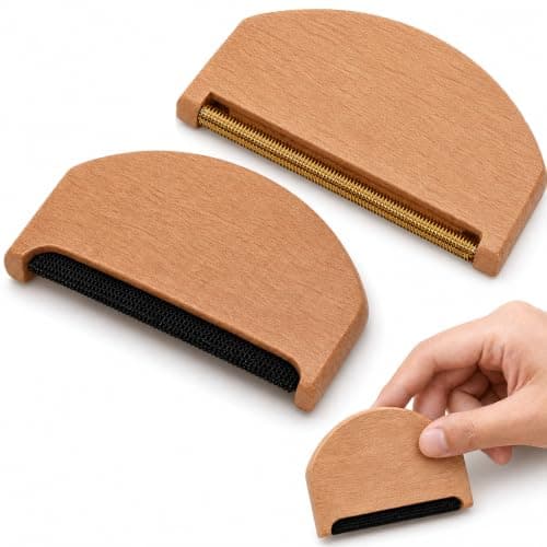 2Pcs Wooden Cashmere Comb, Pocket-Sized Fabric Shaver for Travel