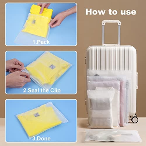OSDUE Reusable Ziplock Bags,25 Pcs Travel Clothes Storage Bags, Plastic Hospital Bag Frosted Ziplock Seal Bag for Home School Trip Hospital, 5 Sizes — view 5