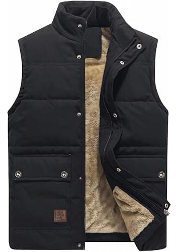 KEFITEVD Men's Body Warmer Winter Fleece Fishing Gilet Sleeveless Jacket