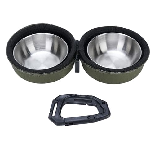 Ziyvural Travel Pet Feeder Bowl, Stainless Steel Foldable Double Dog — view 6