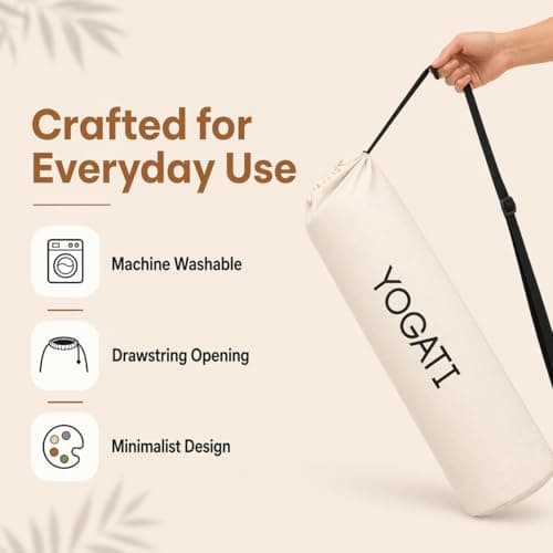 YOGATI® Yoga Mat Bag | Large Synthetic Cotton Yoga Mat Bags for Women and Men with Adjustable Strap | Perfect for Pilates and Exercise Mats | 19x80 cm Yoga and Pilates Mat Bag. White — view 4