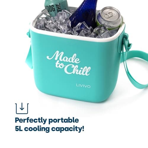 LIVIVO Made to Chill 5L Cool Box – Summer Cooler Box, Small Portable Insulated Ice Box with Strap, Lightweight Hard Cooler for Picnic, Beach, Camping & Travel (Turquoise) — view 3