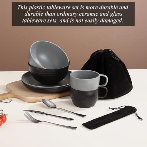 Berglander Camping Mess Kits for 2 Person, Camping Silverware Set Spoons Forks Knives, Camping Essentials Gear, Camping Accessories for Travel, Picnic, Outdoor, Easy to Carry and Clean — view 6