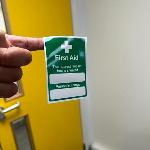 First Aid Location Signage (Set of Four) Self-Adhesive Signage / 7x10cm Each (Pack of 4) / Portrait Orientation Removable & Wipeable/Indoor or Outdoor Stickers/Gloss Finish/First Aid Kit Sign — view 5
