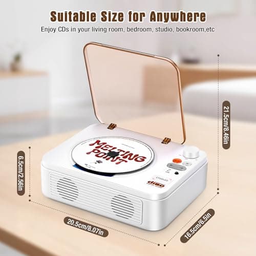 CTDZLED Portable CD Player with Bluetooth & Built-in Dual Speakers — view 5
