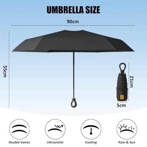 FANSEZQ Sun Umbrella, Mini Travel Umbrella With Case Small Compact Protection Sun Lightweight Tiny Pocket Umbrella — view 2
