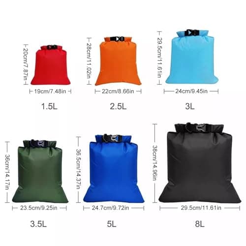 QIGEN LTD 5/6 Pack Waterproof Dry Bags，Dry Sack Waterproof Bag Lightweight for Hiking,Backpacking,Kayaking,Camping,Swimming,Boating (Multicolor) — view 2