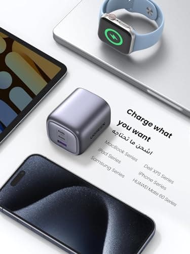 UGREEN 65W USB C Charger Plug with UK to EU Travel Adapter, Fast USB C Charger for Europe, 3 Port GaN Charger for Laptop Phone Travel — view 2