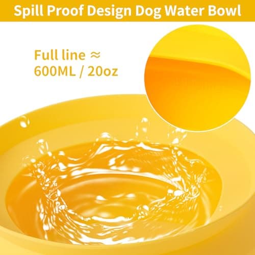 SLSON Non Spill Dog Water Bowl for Car Collapsible Dog Travel Bowl Integrated Molding Portable Pet Drinking Bowl for Road Trip (Yellow) — view 3