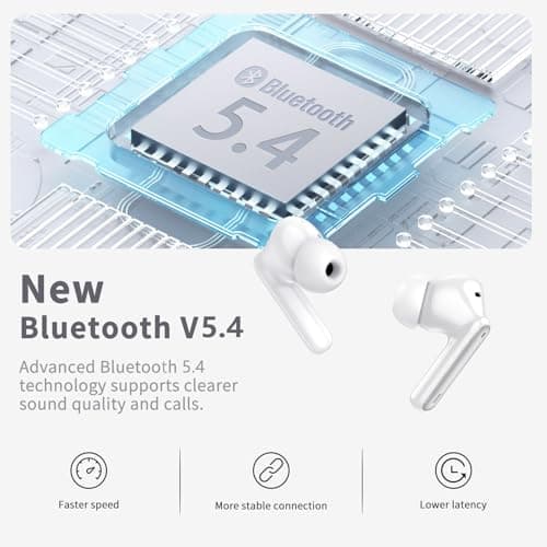 Wireless Earbuds, 2026 Bluetooth 5.4 Headphones in Ear 6D Bass Stereo, 40H Earphones with 4 ENC Noise Cancelling Mic, IP7 Waterproof USB-C, AI-Enhanced Calls Bluetooth Earbuds for Android iOS, Ivory — view 2