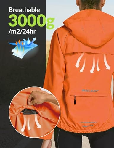 baleaf Waterproof Jackets Women Cycling Jacket Womens Lightweight Outdoor Rain Coats Packable Running Windproof Walking Orange M — view 5
