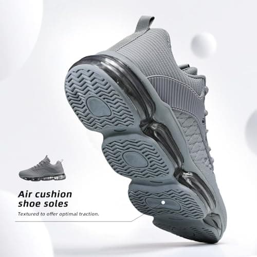 Men's Air Cushion Running Shoes Fashion Sneakers Non Slip Workout Casual Sport Cross Trainers Gym Training Comfortable Walking Shoes Grey — view 5