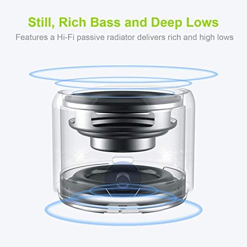 EWA Travel Case Packed, A106 Pro Wireless Mini Bluetooth Speaker with Custom Bass Radiator. IP67 Waterproof, Small But Loud, Portable Speakers for Car, Bike, Outdoors, Shower (Black) — view 2
