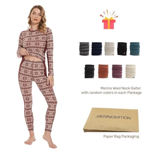 100% Merino Wool Base Layer Set Women - Thermal Underwear Long Johns PJs — view 3