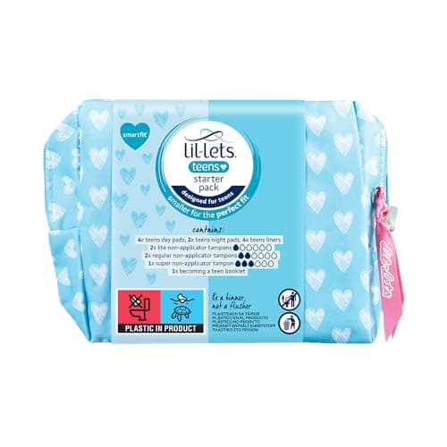 Lil-Lets Teens Starter Pack, Containing Teen Pads, Teen Pant Liners & Lil-Lets Non-Applicator Tampons, First Period Kit for Girls & Teenagers