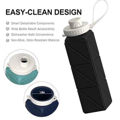 BEAUTAIL Collapsible Water Bottle 610 mL, Silicone Travel Water Bottle — view 5