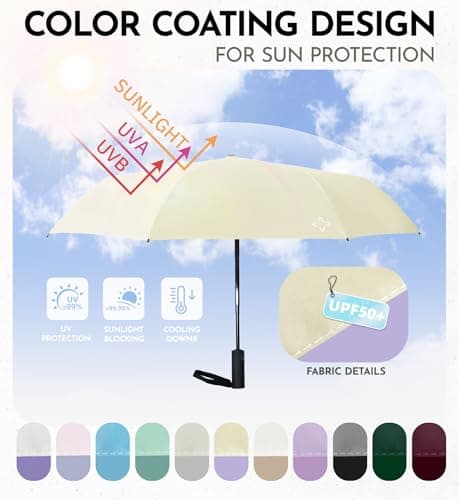 LILAC UPF 100+ Sun Protection Parasol, Windproof Auto Umbrella — view 2