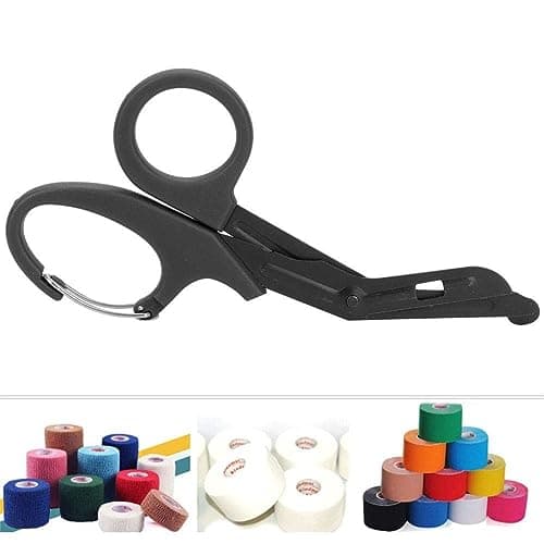 Stealth Black Coated First Aid Scissors, Stainless Steel Safety Scissors for Bandages, Gauze & Tape, Rounded Tip Emergency Scissors for First Aid Kit, Home, Travel & Workplace (Black & Orange, 15cm) — view 2