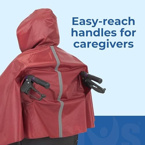 Days Wheelchair Poncho – Waterproof Rain Cover for Wheelchair Users, Full Body Protection with Hood, Zip Closure & Rear Vents – Lightweight, Easy-Fit Mobility Poncho – Burgundy, 133 x 100cm — view 5