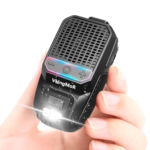 VkingMoR Wearable Bluetooth Speaker, Clip-On Portable Speaker with Built-in Mics Hands-Free Music and Calls for Hiking/Biking, Small Speakerr with LED Light, 15H Battery Life Speaker (Classic Black)