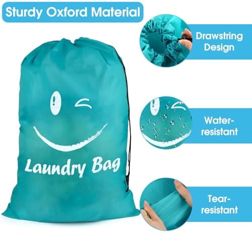 2 PCS Travel Laundry Bags, 24" x 36" Portable Large Laundry Bag (Grey,Blue) — view 3
