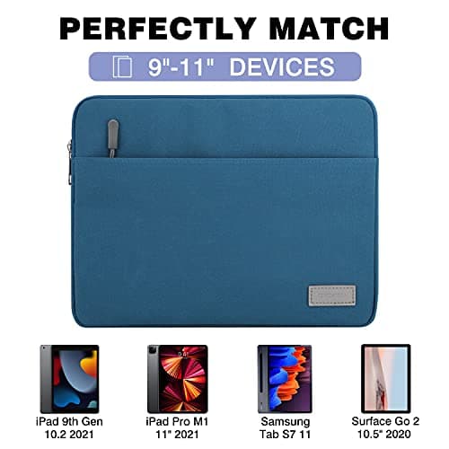 MoKo 9-11 Inch Tablet Sleeve Bag Carrying Case Fits New 11 inch iPad Air M3, iPad A16 2025, iPad Pro 11 M4/Air M2, iPad Air 5/4/3th, iPad 10/9/8/7th, Peacock Blue — view 2