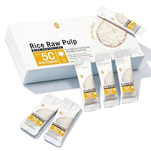SPF 50+ Travel Size Sunscreen, 50 Pack Mini Sun Cream With Rice Essence, Waterproof Long Lasting Sun Protection for Face & Body, Portable Travel Sun Cream
