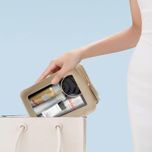 Clear Makeup Bag Small, TSA Approved Portable Toiletry Bag with Zipper Cosmetic Travel Bag Makeup Organizer Case Mini Makeup Pouch for Purse Car Organizer Bag for Women Men, Gold, Clear Makeup Bag — view 3