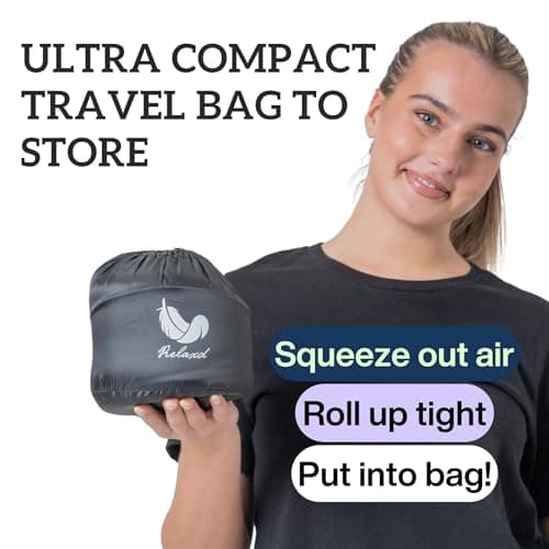 Relaxd Travel Pillow for Adults | Adjustable Memory Foam Neck Pillow for Travel | 360 Degree Neck Support | Removable Pillow Case | Includes Eye Mask, Earplugs, Travel Bag | Black | UK Brand — view 4