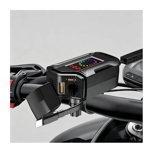LGBWF Motorcycle USB Charger for Royal Enfield Bullet 500 Limited Edition 2018 Motorbike Power Adapter 3-in-1 Fast Charging Voltage Display Motorcycle Multi Port Charger