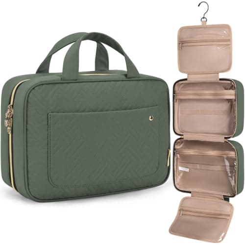 BAGSMART Hanging Travel Toiletry Bag 360° Hook for Full Size Bottle, Medium