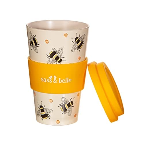 Sass & Belle Bee Travel Coffee Cup - Reusable Cup with Lid, Eco-Friendly Coffee Mug, Lightweight for Hot Drinks – Travel Mug for Work or Home – Fun Gift by Sass and Belle — view 3