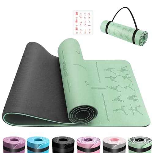 OUTDOUSE TPE Yoga Mats for Women,Mit Green&Black 183x61x0.6cm