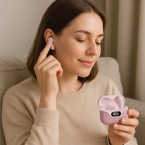 groov e Flex Buds True Wireless Earbuds - Pink - with Active Noise Cancelling, Fabric Charging Case, Clear Calls, Touch Control, Supports Voice Assistants — view 5