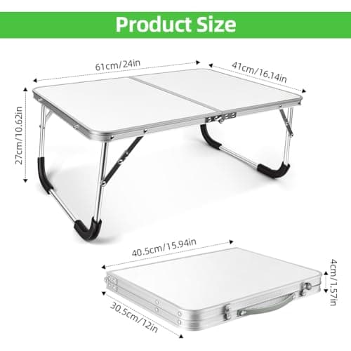 Aomig Portable Folding Outdoor Table Sturdy Picnic Table Aluminium Frame with Handle Small Camp Tables Lightweight Multipurpose Party Dining Table for BBQ Garden Beach Cooking Fishing(Silver Gray) — view 3
