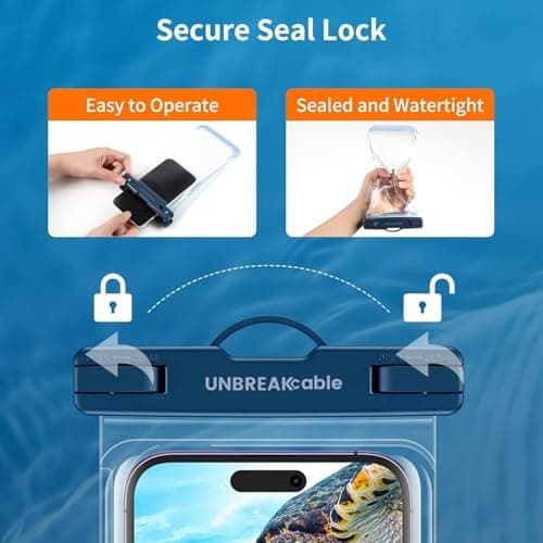 UNBREAKcable Waterproof Phone Pouch，2-Pack IPX8 Universal Waterproof Phone Case Dry Bag for iPhone 17 16 15 14 13 12 11 Pro Max XR X Samsung S25 S24 Ultra S21 S10 Huawei P70 Mate 70 up to 7" — view 5