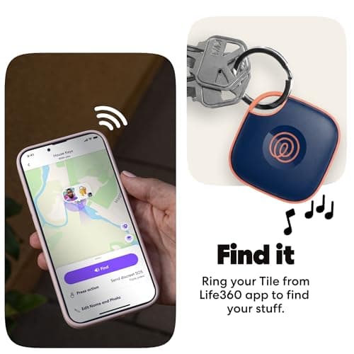 Life360 Tile - Bluetooth Tracker, Keys Finder and Item Locator for Keys, Bags and More. Phone Finder. Both iOS and Android Compatible. 1-Pack (Navy Blaze) — view 4